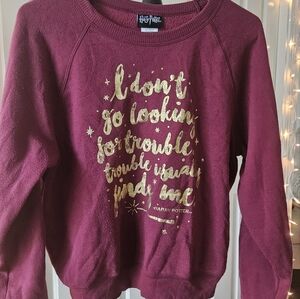 Harry Potter Quote Dark Red Sweatshirt with Gold Print